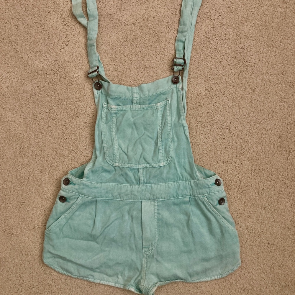 Light Blue Roxy Overall Shorts
